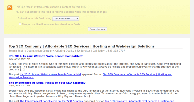 Fee page of #7 Top Search Engine Optimization Company: Over the Top SEO