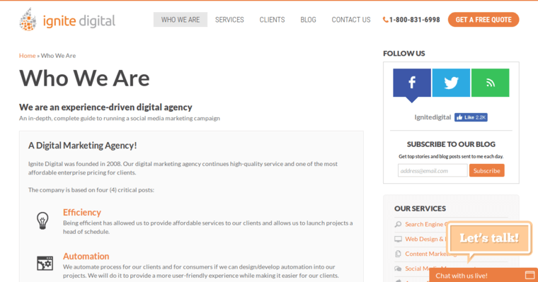 Who page of #9 Leading Online Marketing Agency: Ignite Digital