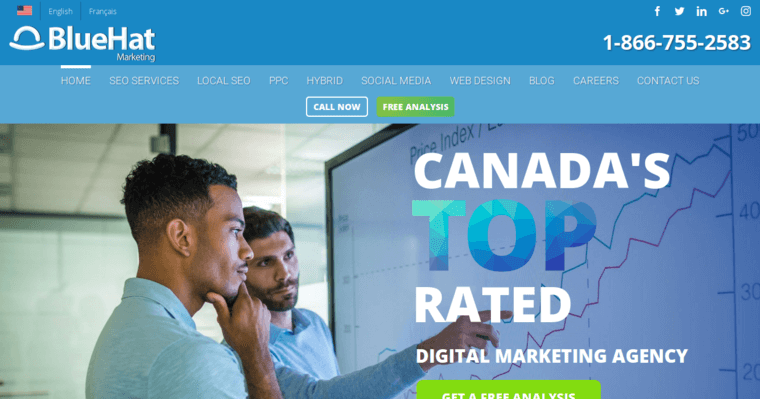 Home page of #11 Best Online Marketing Company: Blue Hat Marketing