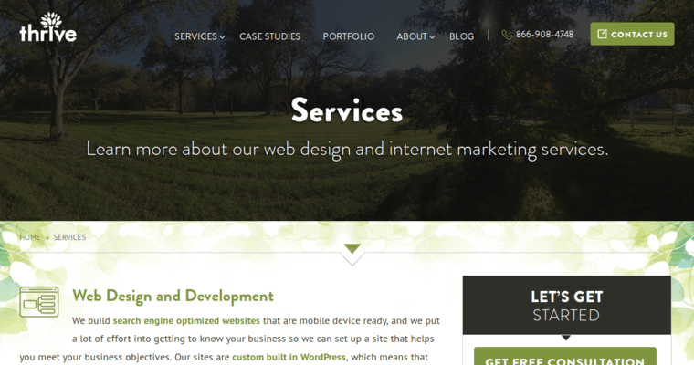 Service page of #16 Best Online Marketing Firm: Thrive Internet Marketing