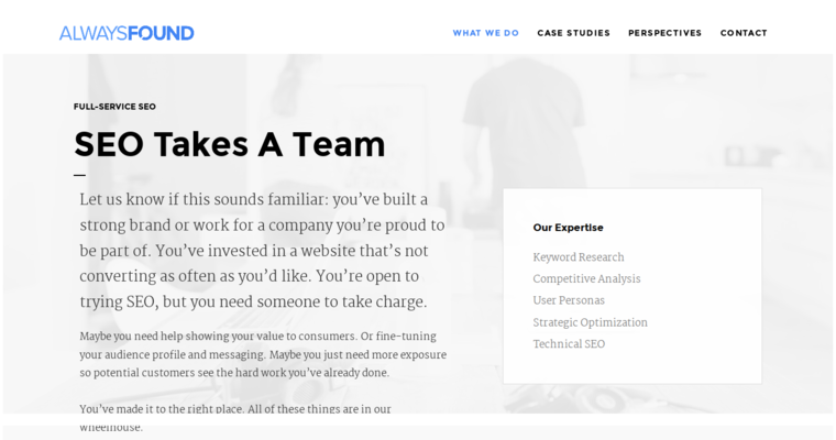 Service page of #13 Top Online Marketing Firm: Always Found