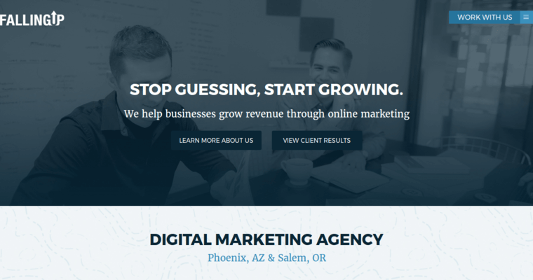 Home page of #22 Best Online Marketing Agency: Falling Up Media