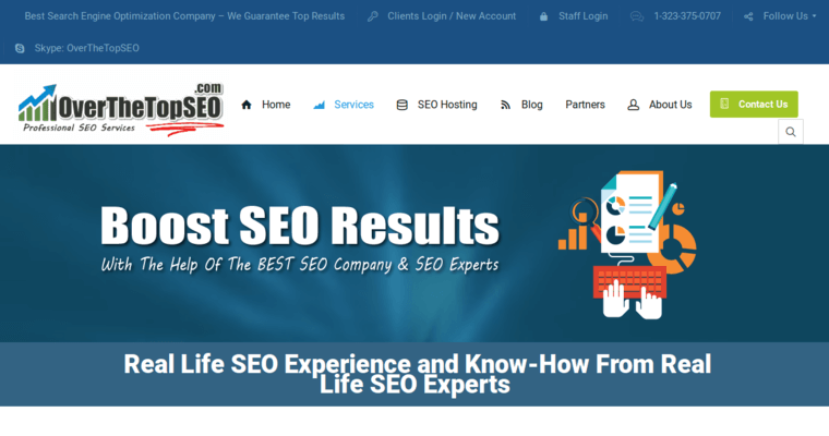 Service page of #7 Top Search Engine Optimization Company: Over the Top SEO