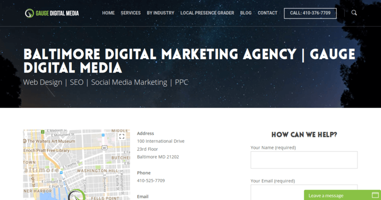 Home page of #6 Top Baltimore SEO Firm: Gauge Digital Media