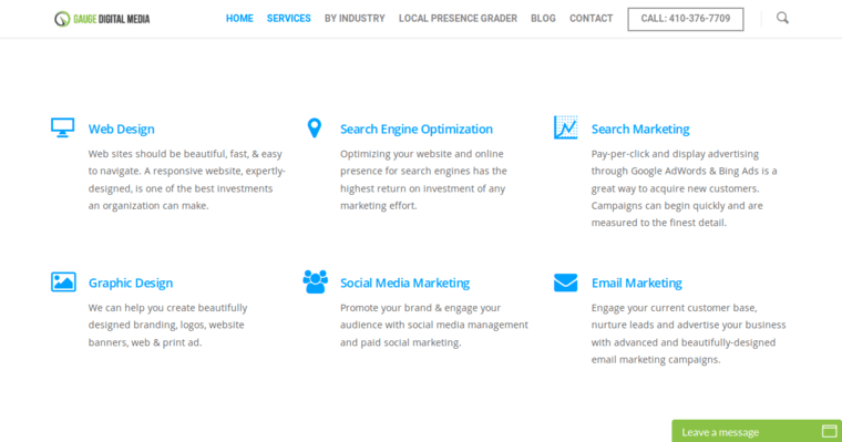 Service page of #6 Top Baltimore SEO Company: Gauge Digital Media