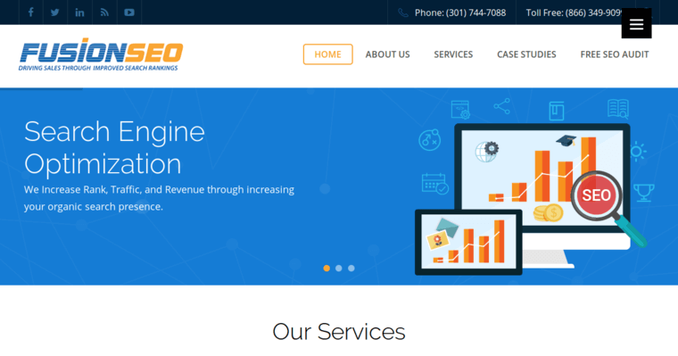 Home page of #3 Leading Baltimore SEO Agency: Fusion SEO