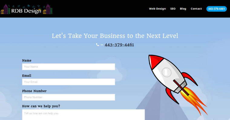 Contact page of #7 Best Baltimore Web Development Company: RDB Design