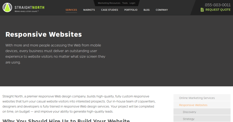 Websites page of #1 Top Baltimore Web Development Company: Straight North