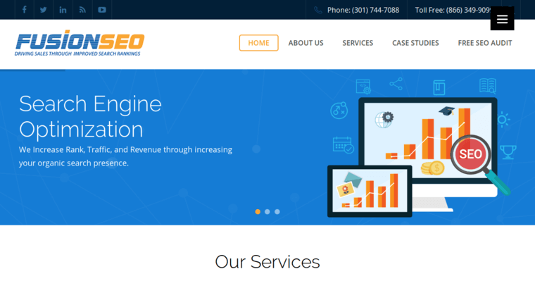 Home page of #3 Top Baltimore SEO Company: Fusion SEO