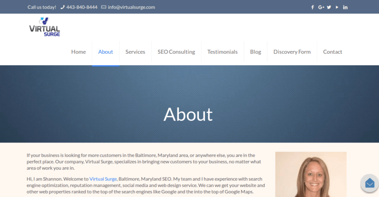Service page of #9 Best Baltimore SEO Business: Virtual Surge