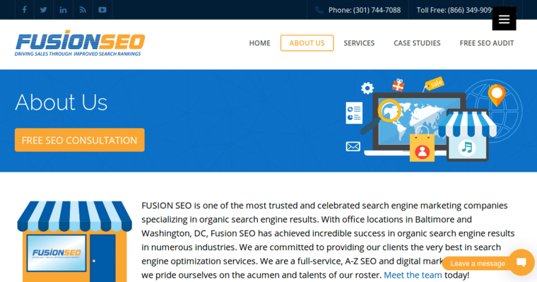 About page of #2 Best Baltimore Search Engine Optimization Agency: Fusion SEO