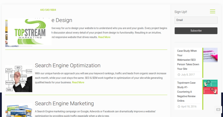 Services page of #4 Top Baltimore Search Engine Optimization Company: TopStream Marketing