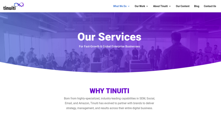 Service page of #3 Best Boston SEO Agency: Tinuiti