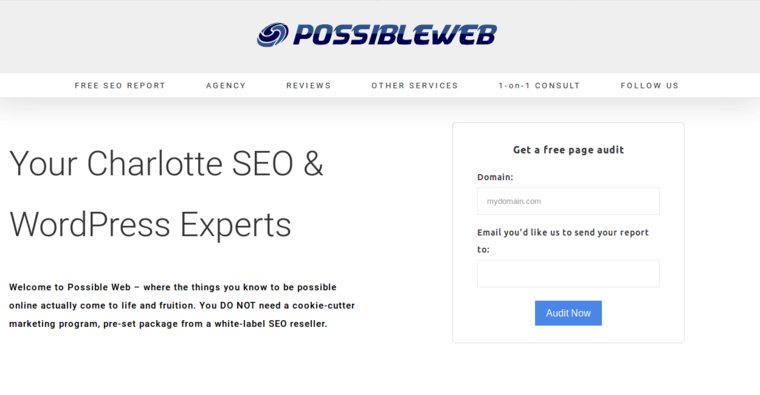 Home page of #5 Best Charlotte Search Engine Optimization Business: Possible Web