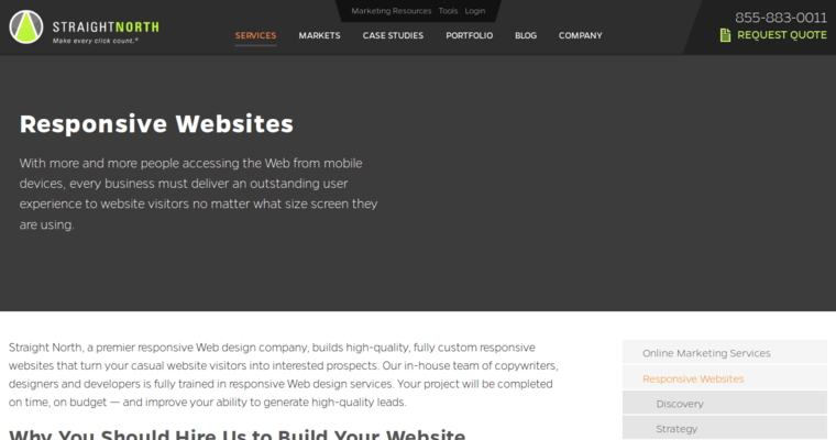 Websites page of #1 Best Charlotte Web Design Company: Straight North