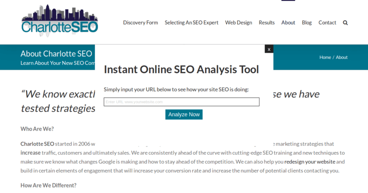 About page of #4 Top Charlotte SEO Business: Charlotte SEO