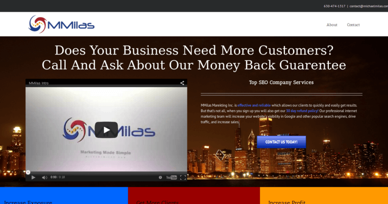 Home page of #8 Top Chicago SEO Business: MMilas Marketing