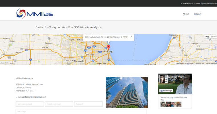 Contact page of #8 Best Chicago SEO Business: MMilas Marketing
