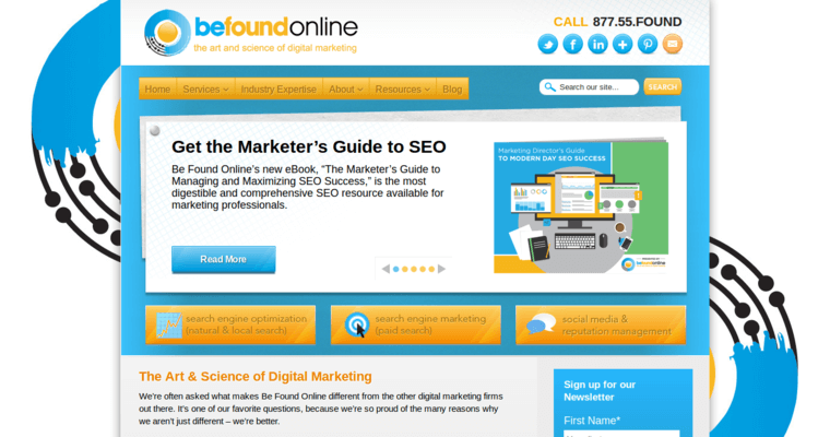 Home page of #9 Leading Chicago SEO Company: Be Found Online