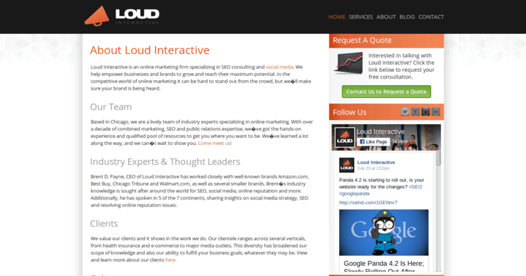 About page of #8 Best Chicago SEO Business: Loud Interactive