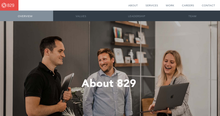 About page of #8 Best Corporate SEO Company: 829 Studios