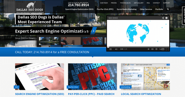 Home page of #11 Best Corporate SEO Agency: Dallas SEO Dogs