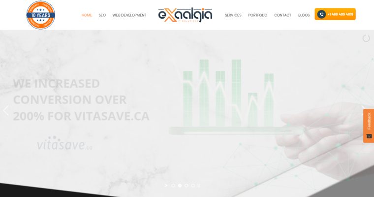 Home page of #10 Best Corporate SEO Firm: Exaalgia