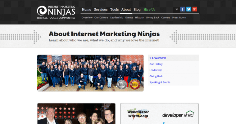 About page of #7 Best Corporate SEO Business: Internet Marketing Ninjas