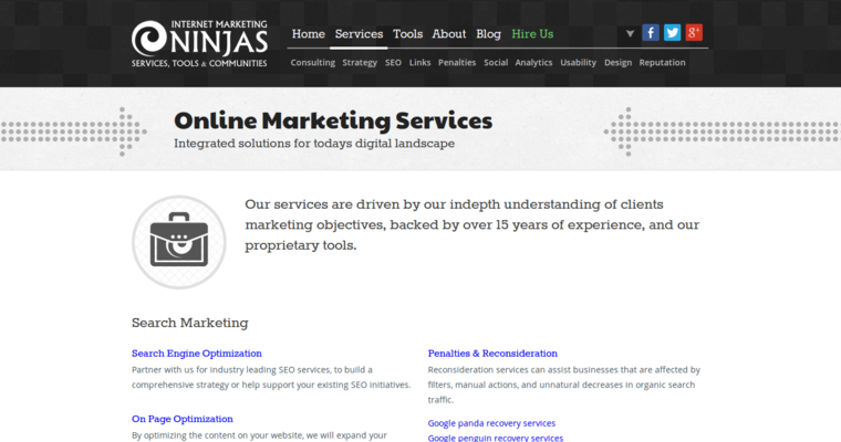 Service page of #7 Top Corporate SEO Business: Internet Marketing Ninjas