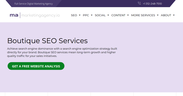 Home page of #8 Top Corporate SEO Agency: marketingagency.io