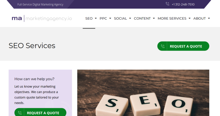Service page of #8 Best Corporate SEO Firm: marketingagency.io