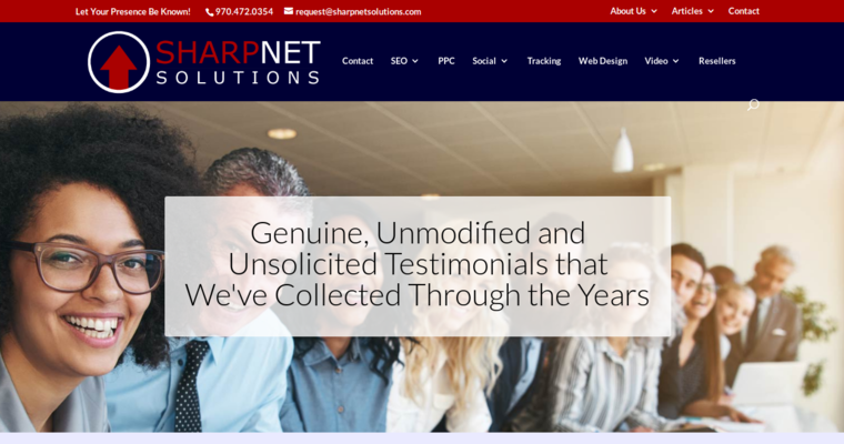 Testimonials page of #1 Best Corporate SEO Business: SharpNet