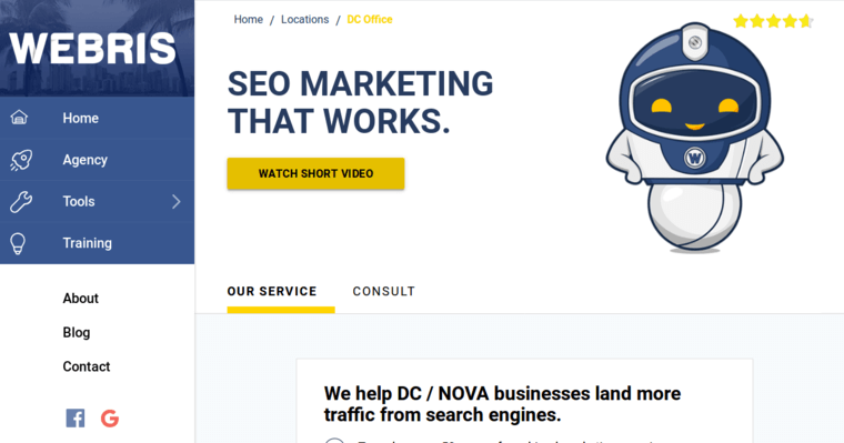 Home page of #8 Top SEO Firm: WEBRIS 