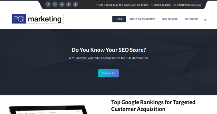 Home page of #9 Best Search Engine Optimization Firm: PGI Marketing