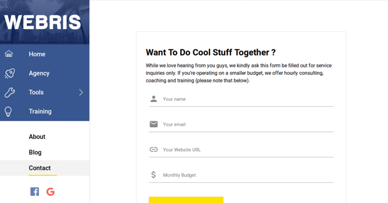 Contact page of #6 Top SEO Agency: WEBRIS 