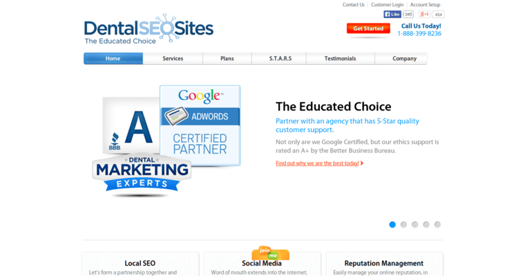 Home page of #3 Best Dental SEO Firm: Dental SEO Sites