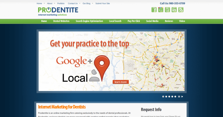 Home page of #10 Best Dental SEO Business: Prodentite