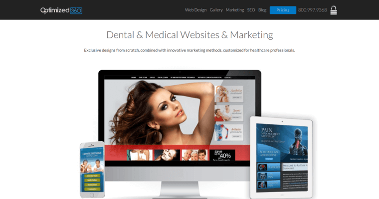 Home page of #8 Best Dental SEO Business: Optimized360