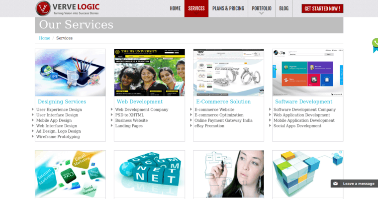 Services page of #8 Top Enterprise Online Marketing Firm: Verve Logic