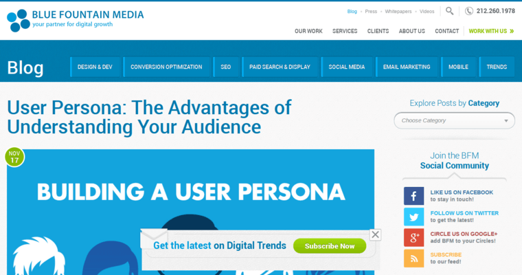 Blog page of #3 Best Enterprise SEO Agency: Blue Fountain Media