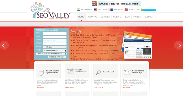 Home page of #6 Best Enterprise Online Marketing Agency: SEOValley