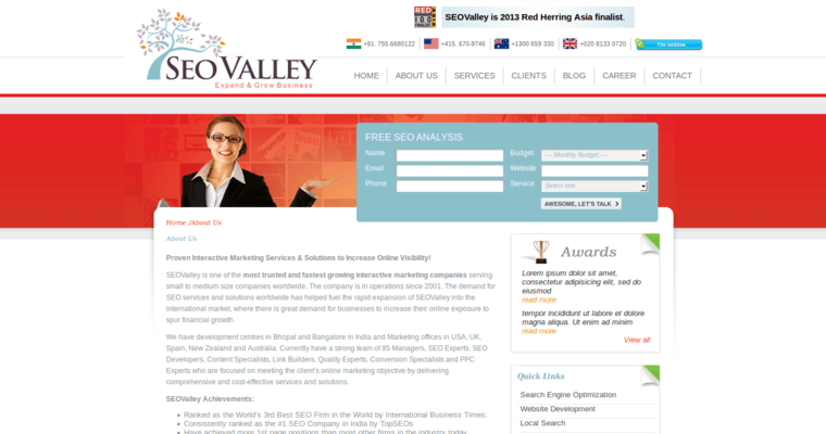 About page of #6 Leading Enterprise Search Engine Optimization Firm: SEOValley