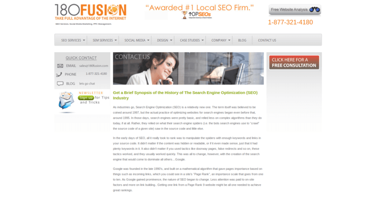 Story page of #10 Top Enterprise Search Engine Optimization Company: 180fusion