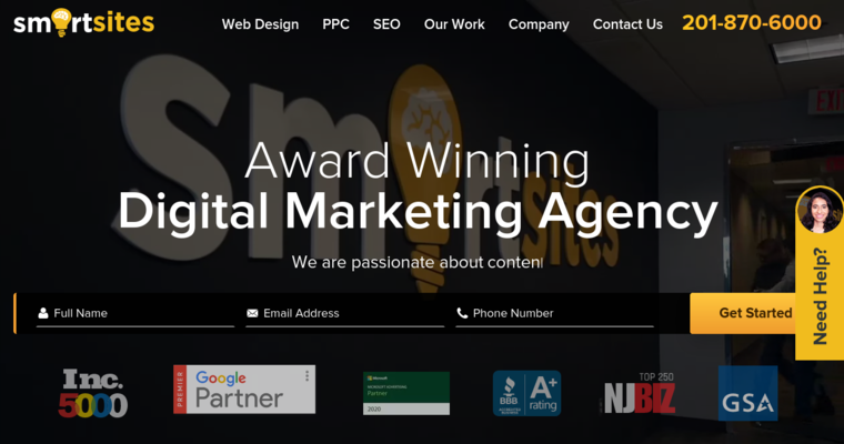 Home page of #2 Top Enterprise Online Marketing Agency: SmartSites