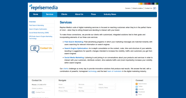 Service page of #10 Top Global Search Engine Optimization Firm: Reprise Media