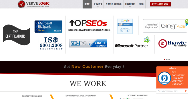 Home page of #4 Leading Global Search Engine Optimization Company: Verve Logic