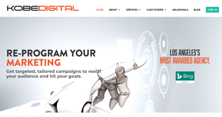 Home page of #13 Top Global Online Marketing Agency: Kobe Digital