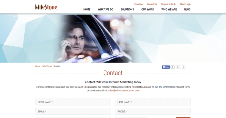 Contact page of #1 Leading Hotel SEO Company: Milestone