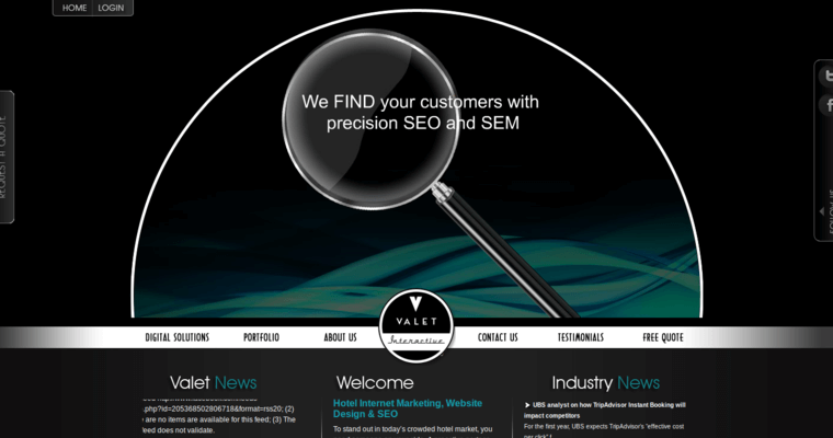Home page of #6 Top Hotel SEO Firm: Valet Interactive