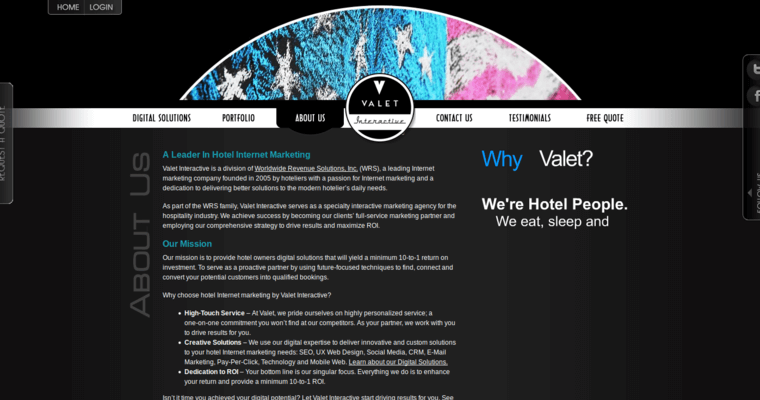 About page of #6 Leading Hotel SEO Firm: Valet Interactive